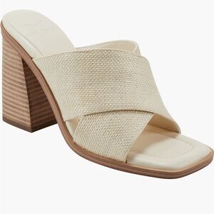Marc Fisher Cream Textured Block Heel Sandals